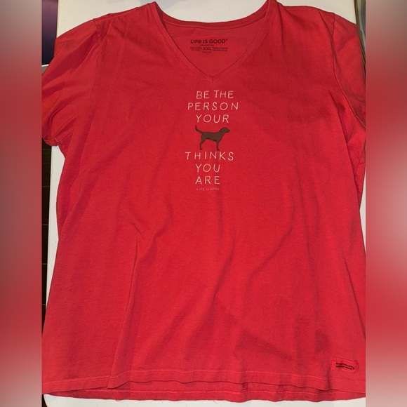 Life Is Good Brick Red Short Sleeve T-Shirt with Dog Theme XXL - Picture 3 of 3
